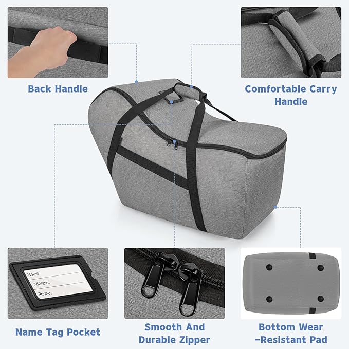 Padded Car Seat Bag Compatible with Most Nuna Pipa Car Seats UPPAbaby MESA V2 without Base & Chicco KeyFit 30 and Base, Car Seat Travel Bag for Airplanes, Grey