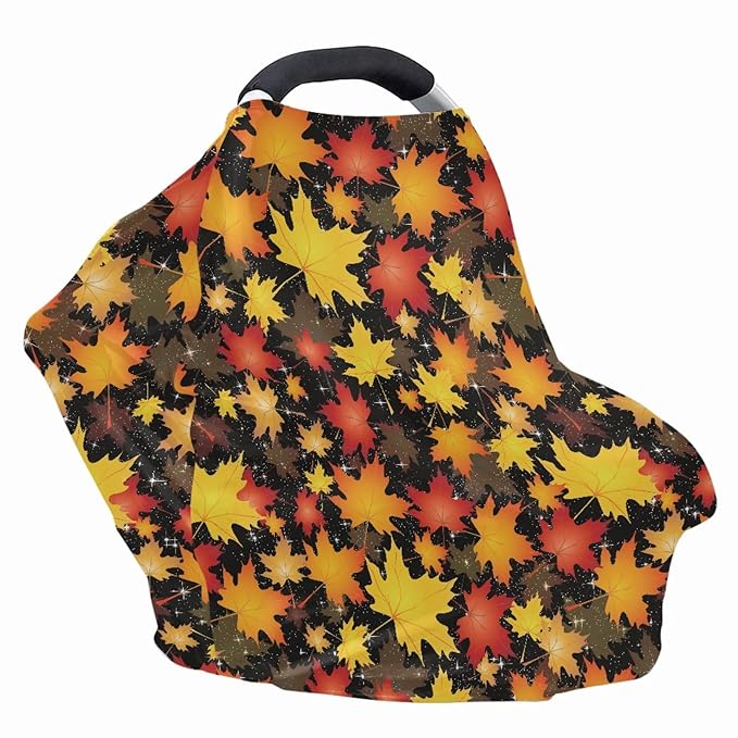 Coldinair Maple Leaf Nursing Cover for Breastfeeding, Multi-use Nursing Carseat Cover Breathable and Comfortable Shopping Cart Covers 360° Full Privacy Breastfeeding Coverage