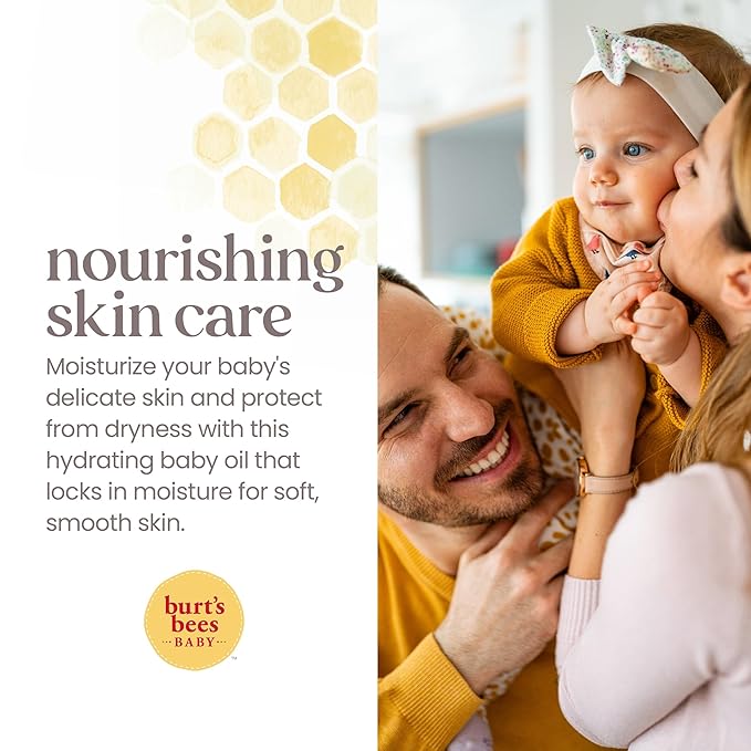 Burt's Bees Baby Nourishing Baby Oil, Formulated for Delicate Skin, Pediatrician Tested, 100% Natural Origin Baby Skin Care, 5 Oz (Pack of 3)