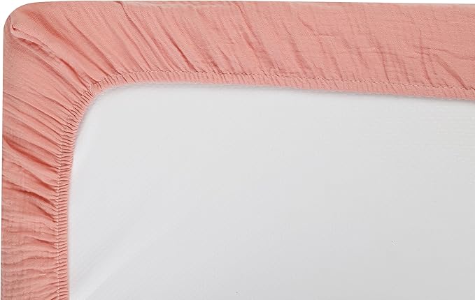Onacosht Muslin Crib Sheets for Boys Girls, Soft Breathable 100% Cotton Baby Fitted Sheet 52" x 28" for Standard Toddler Crib Mattress, 2 Pack, Pink Blossom