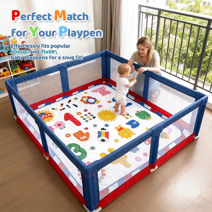 RONGFA Baby Play Mat for Floor, 71'' x 59'' Thicken Foam Soft Padded Mat for Baby, Playpen Mat for Toddlers Infant Kids, Machine Washable, Non-Slip Bottom Safe for Crawling (Number)