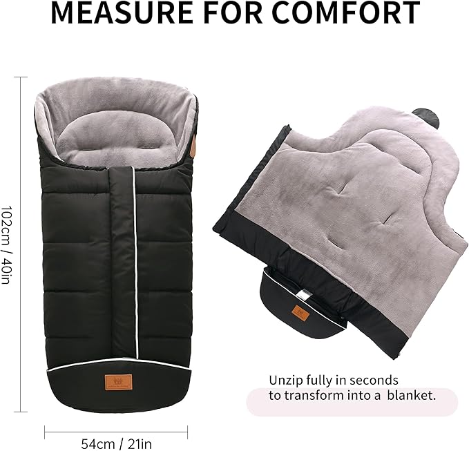 Miracle Baby Bunting Bag for Stroller, Warm Fleece Footmuff with Zippers, Convertible Infant Toddler Sleeping Bag Blanket for Boys Girls
