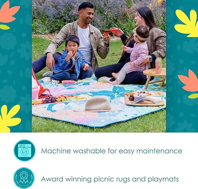 Rudie Nudie Jumbo Picnic Rug, Premium Large Picnic Mat, 6'7" x 6'7", Outdoor Waterproof Picnic Blanket Beach Mat, Foldable & Waterproof, Picnic Blankets Ideal for Beach & Park, Outdoor Blanket