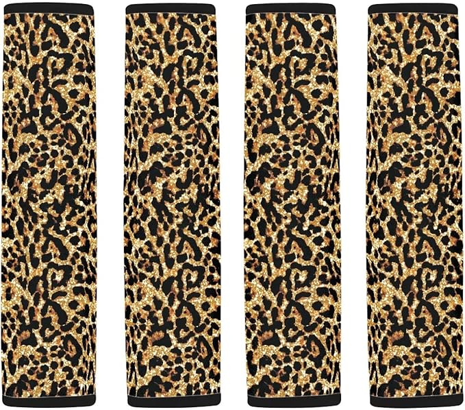 Seat Belt Cover Pad for Kids 4 Pack Car Seat Shoulder Strap Pads Seat Belt Pad Cheetah Print Car Accessories Carseat Straps Covers Shoulder Strap Cushion