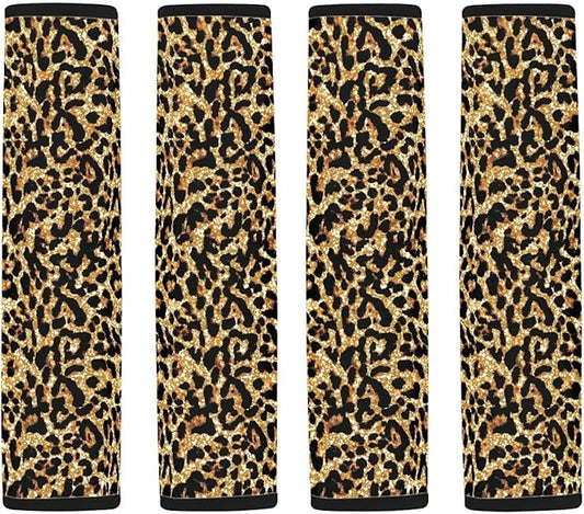 Seat Belt Cover Pad for Kids 4 Pack Car Seat Shoulder Strap Pads Seat Belt Pad Cheetah Print Car Accessories Carseat Straps Covers Shoulder Strap Cushion