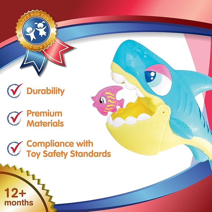 HAP-P-Kid Baby Shark Grabber with 3 Floating Fish, Toddler Bath Toy, Infant Bathtub Play Set, Kids Game and Backyard Activities, Birthday Baby Gifts for 12 18 24 Month, 1 2 3 Year Old Boys