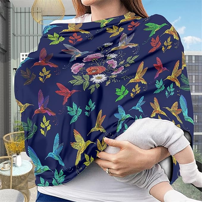 JEOCODY Elastic Pram Dust Cover Colorful Cuckoo Pattern Elastic Shopping Cart Cover Infant Carseat Canopy
