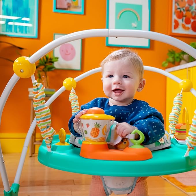 Bright Starts Cooking Up Fun Baby Activity Jumper with Music and Lights, Kitchen Role Play Toys, Unisex, 6 Months+, Up to 25 lbs