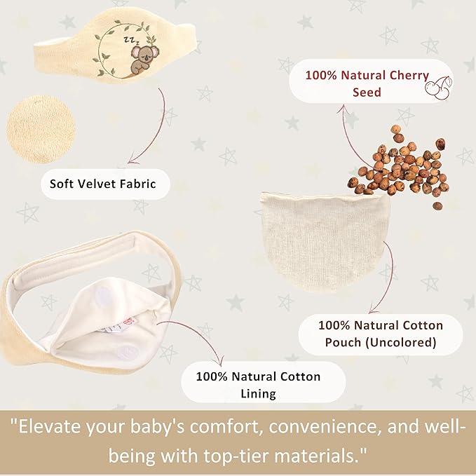 Baby Colic Gas and Upset Stomach Relief for Newborns-100% Cherry Seed-Heated Tummy Wrap-Colic Baby Swaddling Belt for Natural Relief–Soothing and Calming (Beige)