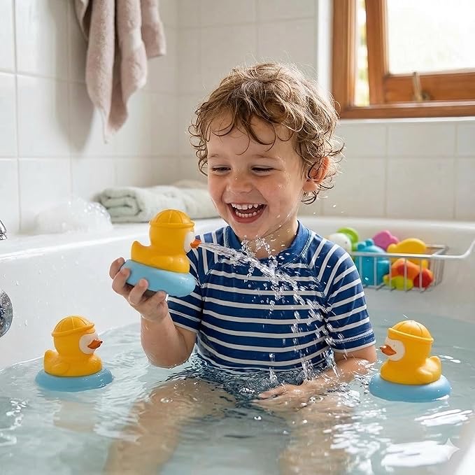 2-Pack Duck Baby Teething Toys, Detachable Silicone Infant Teethers & Bath Toys, Floating Water Sensory Toys for Babies 3+ Months, Food Grade BPA-Free Chew Toys for Bathtub & Pool, Ideal Baby Gift