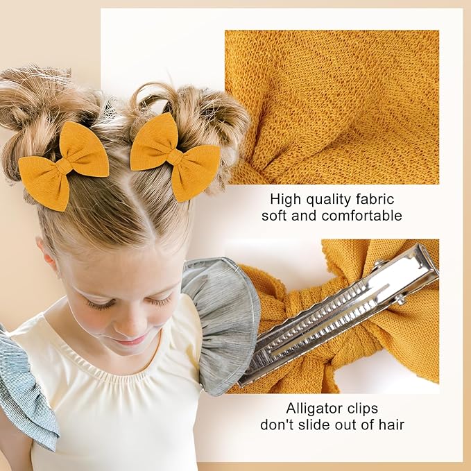 Baby Girls Hair 3'' Bows Clips Set Handmade Bow Hair Clips Hair Accessories Alligator Clip for Babies Infant Toddlers Little Kids 6 PCS Red Yellow Royal Blue