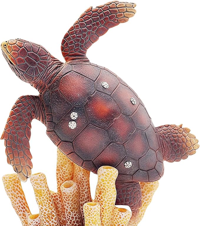 Gemini&Genius Detailed Sea Turtle Plastic Figure Toy for Kids, Realistic Turtle Action Figure, Fun Educational Play Toy, Sea Life Gift Play Toy, Collection Model for Kids