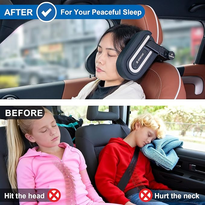 Spurtar Updated Version Car Headrest Pillow for Kids Head Support, Adjustable Interior Must Haves for Toddler Travel, Memory Foam Neck Pillow Road Trip Essentials