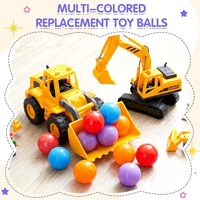 Civaner 12 Pieces Multi Colored Plastic Replacement Balls Small Bulldozer Popper Toy Balls 1.75 Inch Soft Crush Proof Air Filled Ocean Ball for Toddlers (Vibrant)