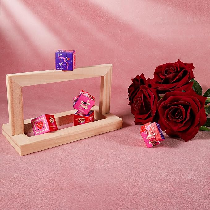24 Pack Premium Valentine's Day Mini Cubes Set with Cards & Bags, 3x3x3 Puzzle Cubes (1.18 Inch) Heart-Themed Classroom Exchange Gifts, Valentines Gift, Bulk Party Favors, Goodie Bag Stuffers for Kids