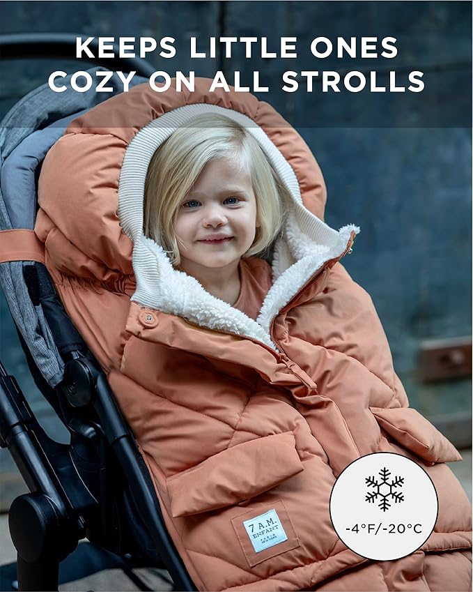 7AM Enfant Stroller Blanket 212 - Adjustable Baby Car Seat Zipped Blanket for Babies Winter, Unisex Multi Purpose Fleece Lined Warm Hooded Toddler Footmuff Water Repellent | (6M - 4T)
