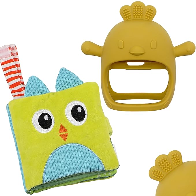 Soft Baby Books Gift Set – Cloth Crinkle Books for Infants 0-3-6-12 Months, Newborn Teething Toy, Tummy Time Toy, Baby Teethers, Shower Gift for Boys & Girls (2-pcs)