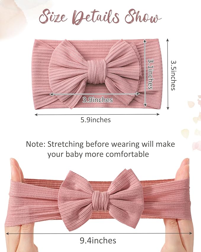 jollybows Baby Headbands, 6pcs Baby Girl Bows Headbands Soft Stretchy Hair Bow Hairbands Hair Accessories for Newborn Infant Toddler Girls Kids