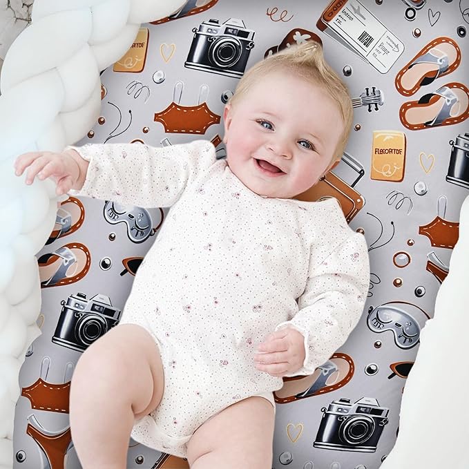 Ultra-Soft 2-Pack Stretchy Bassinet Sheets - Universal Fit for Halo Bassinest, Graco, Chicco & Most Bassinets (Rectangle/Oval/Hourglass) | Safe Snug Fit for Girls & Boys, Unisex Cradle Mattress Covers