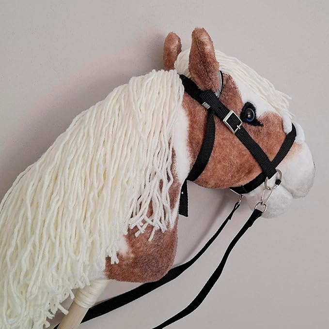 Hobby Horse Pinto Paint A3 Realistic Horse on a Stick with Open Mouth for Children 4 Years