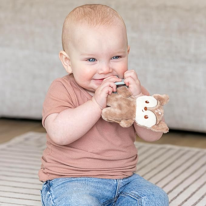 Infantino Snuggle & Soothe PaciPal - Soft Fabric Pacifier Pal with Premium Silicone Pacifier for Baby's Comfort and Self-Soothe, Deer