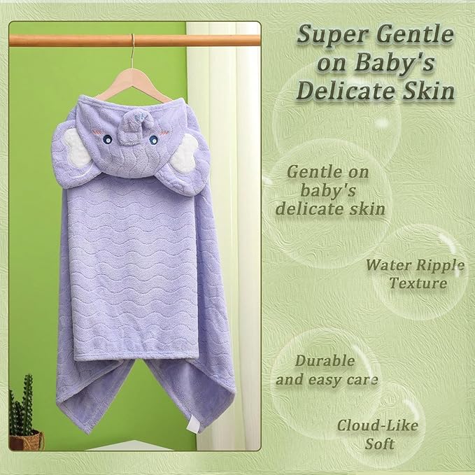 Toddler Hooded Bath Towel 27.5"X55" Unisex Baby Bath Towels Ultra Absorbent Soft Boys Girls Bath Towel 2-Pack Bathrobe Kids Shower Towel Set Gift for Babies, Infant, Newborn Essential