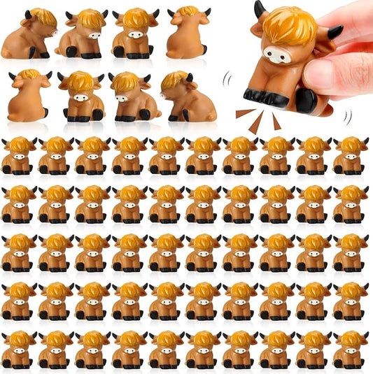 50 Pcs Highland Cow Rubber Duck Squeak and Floating Highland Cow Bath Toys for Spring Summer Shower Birthday Party