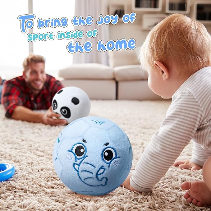 VangeBow Silent Indoor Soccer Balls for Toddlers 1-3, Inflatable Soft Plush Baby Toddler Soccer Ball Toys Gifts for 1 2 3 4 5 Year Old Boy Girl First Birthday Gift (Elephant, Pump Include)