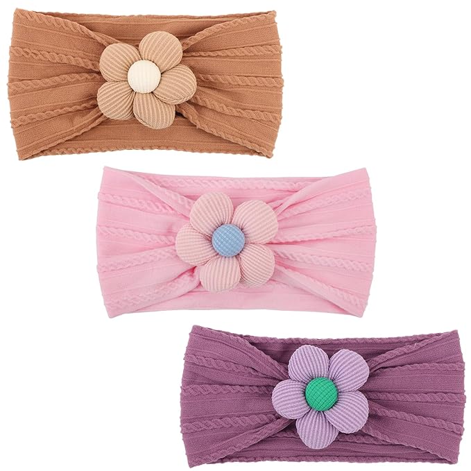 AQOKKA Baby Flower Headbands Nylon Baby Girl Headbands Soft Handmade Hairbands Toddler Hair Accessories for Girls Baby Newborn Infant Kids