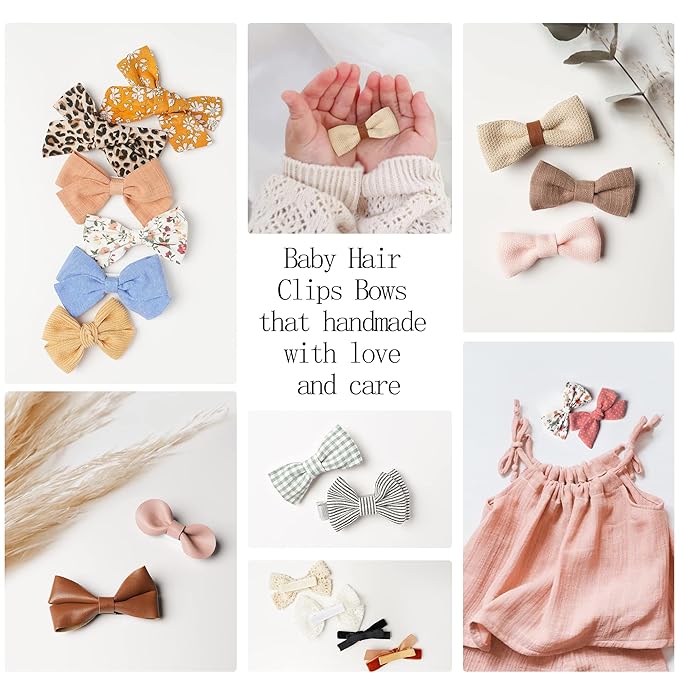 Jesries 21 Pack Baby Girls Hair Clips Bows Fully Lined Non Slip Barrettes for Fine Handmade Hair Accessories for Newborn Infant Toddler Kids