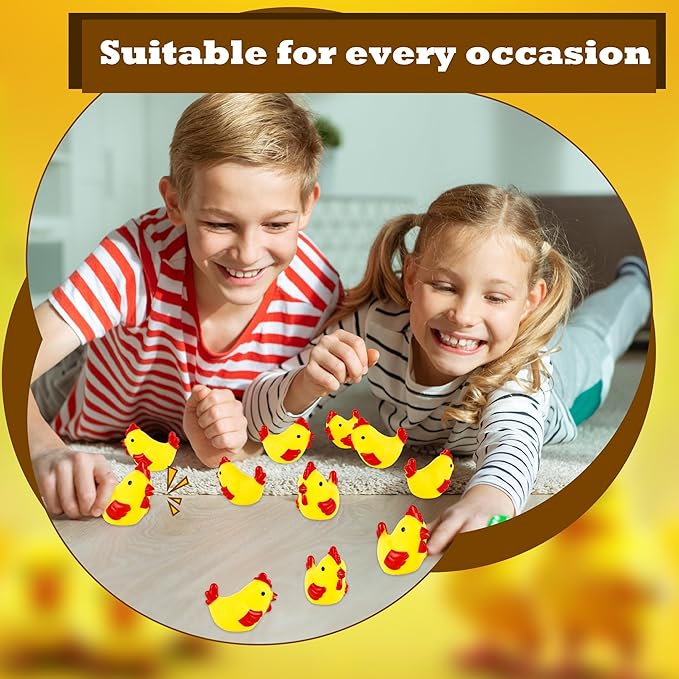 80 Pcs Rubber Chickens Bath Toys Yellow Mini Chicks Squeezable and Squeak Toys Bulk Floating Rubber Chickens for Boy Girl Baby Shower Birthday Swimming Pool Party Favors Gifts