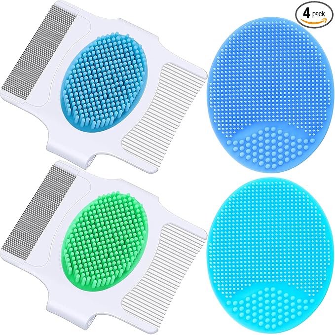 Cradle Cap Brush and Comb, Cradle Cap Brush Safe Baby's Scalp Brush with Soft Rubber Bristles, Help Gently Massage Care Scalp