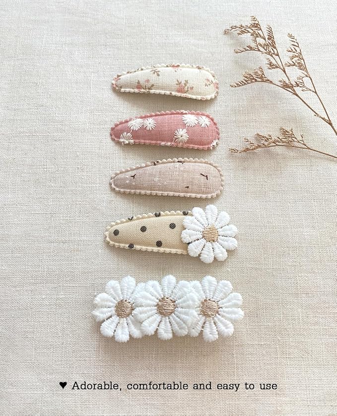 Cherssy Floral Hair Bow Clips for Little Girls, 20 Pack Flower Fully Lined Alligator Clips and Snap Hairpins Set, Handmade Hair Accessories for Baby Toddler Kid School Age Girls Gifts