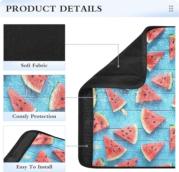 CHIFIGNO Summer Watermelon Slice Blue Wooden Board Car Seat Belt Covers Comfortable Seat Belt Cushion Cover 2 Pack Car Seat Shoulder Pads for Adults Kids Women Men