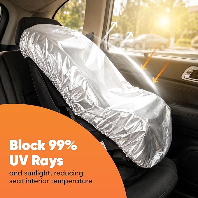 EcoNour Baby Car Seat Sun Shade Cover | Infant Carseat Heat Protector Keeps Toddler Seat at a Cool Temperature | Reflective car seat Sunshade Blocks Out Heat | Baby Travel Accessories