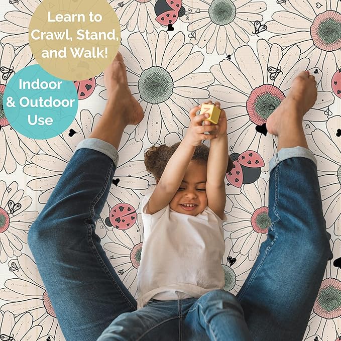 JumpOff Jo Foldable Foam Play Mat – Large Waterproof Baby & Toddler Activity Floor Mat, Double-Sided 70 x 59 Inch Play Surface