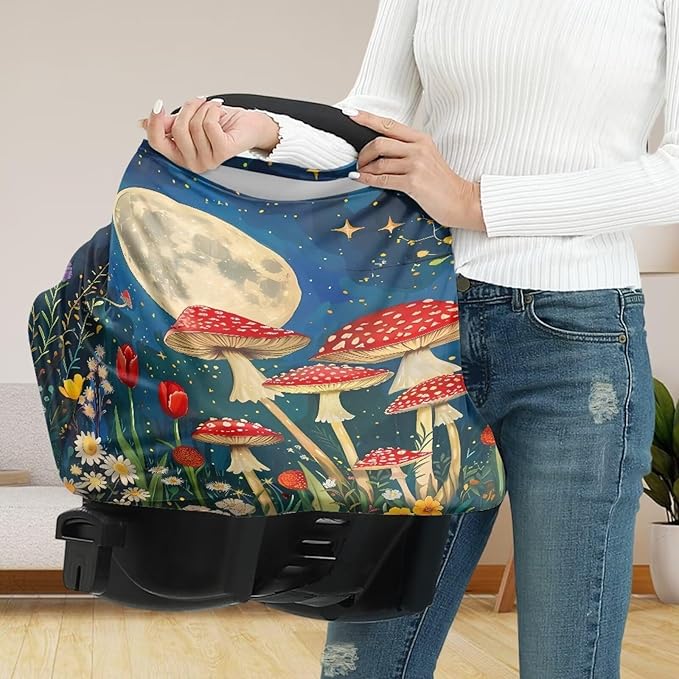 Youngerbaby Mushroom Nursing Cover Breastfeeding Super Soft Multi Use for Baby Car Seat Covers Canopy Shopping Cart Cover Scarf Light Blanket Stroller Cover Baby Girl Necessities