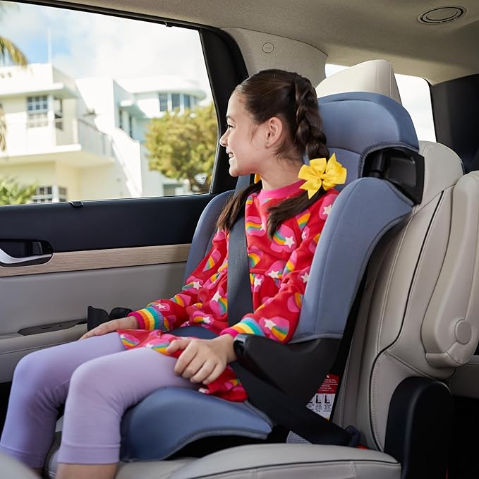 Cosco Kids Finale DX 2-in-1 Booster Car Seat, Forward Facing Toddler Car Seat (40-65 lbs) and Belt Positioning High Back Booster (40-100 lbs), Rainbow