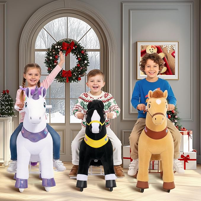 PonyCycle Ride on Unicorn Toys Rocking Horse,Essential Model E Riding Unicorn Mechanical Moving Walking Horse, Giddyup for Children 3 to 4 Years Old Spirit Horse Toys Girls Riding Toys Purple E313