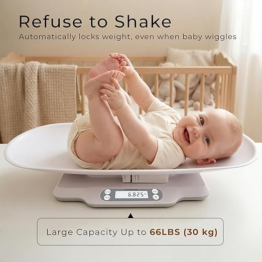 Baby Scale for Weighing, Multi-Function Infant & Pet Scale with Hold Function,Curved Removable Tray,Weight Tracking, Max 66 Lbs, Accurate Digital Scale for Newborns,Toddlers,Puppy,Cat, Auto Off
