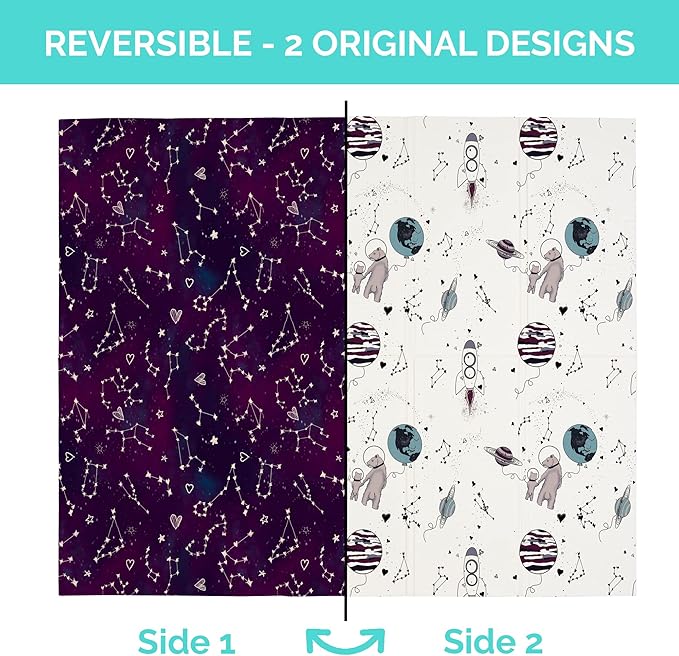 JumpOff Jo Foldable Foam Play Mat – Large Waterproof Baby & Toddler Activity Floor Mat, Double-Sided 70 x 59 Inch Play Surface