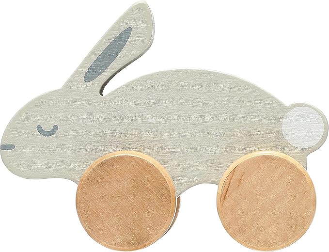 Pearhead Wooden Bunny Pull Along Toy – Montessori Wooden Rabbit Toy, Develops Motor Skills & Hand-Eye Coordination, Nursery Décor, Gender-Neutral First Birthday Gift for Boys and Girls, 1 Year Old+