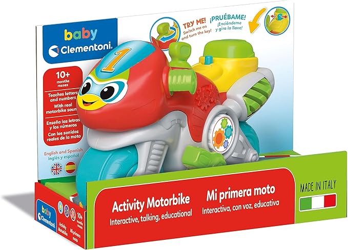 Clementoni- Marcial Moto World Interactive Baby Toy: Interactive Toy with Lights & Sounds, Educational & Fun, Learning Letters & Numbers (10+ Months)