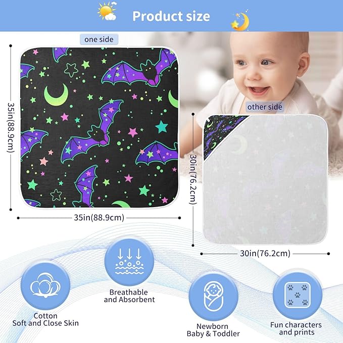 YETTASBIN Halloween Bat Baby Towel, Ultra Soft Absorbent Cotton Baby Hooded Bath Towel for Newborn Baby Boy Girl, Toddler, Infant Registry Gift - 35 x 35 Inch