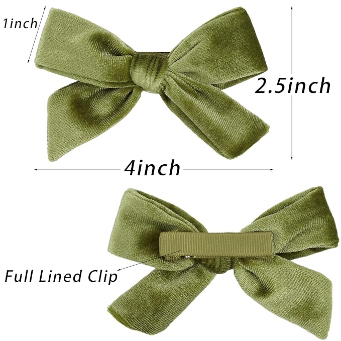 4 inch Velvet Hair Bows Clips, 24pcs Toddler Girls Hair Bows Full Lined Alligator Clip Accessories Baby Girl Ponytail Pigtail Holder 12 Pairs Hair Clips