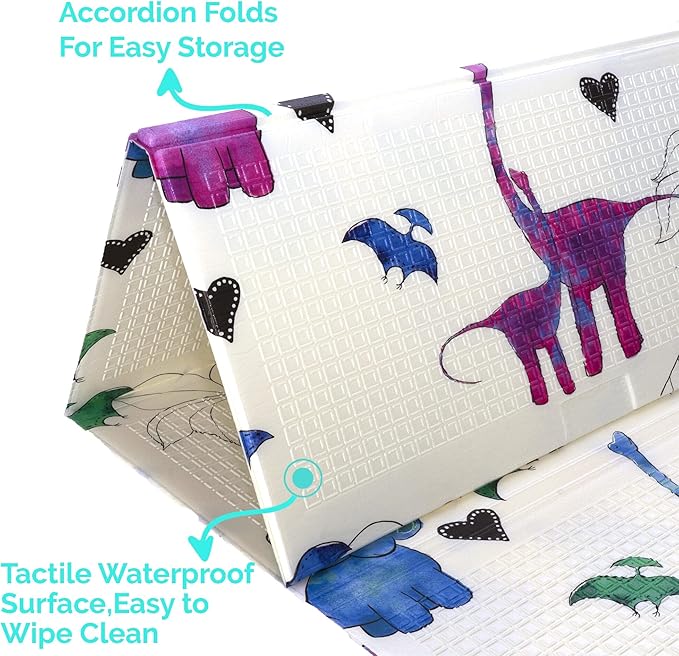 JumpOff Jo Foldable Foam Play Mat – Large Waterproof Baby & Toddler Activity Floor Mat, Double-Sided 70 x 59 Inch Play Surface