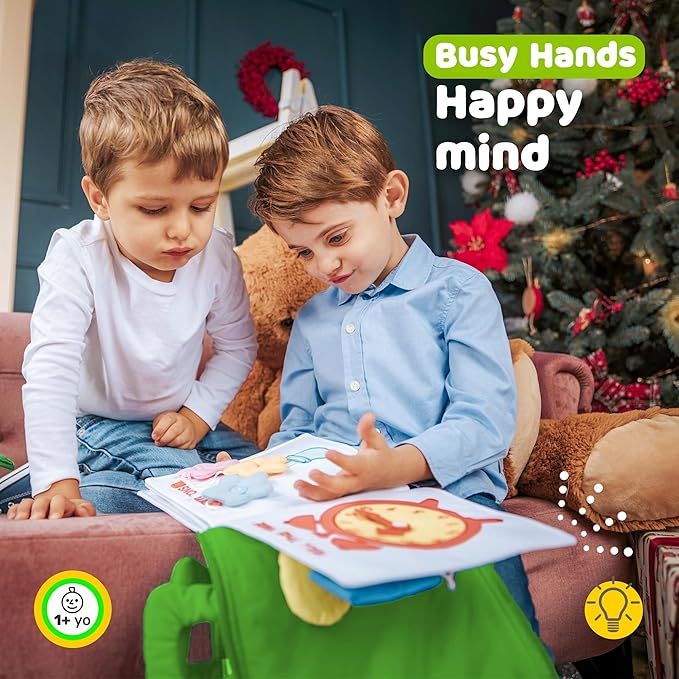 deMoca Busy Book for Toddlers 1–3, Quiet No Noise Activity Book for Travel and Public Use, Montessori My Quiet Book for 1 Year Old, Busy Board Gift for Boys and Girls