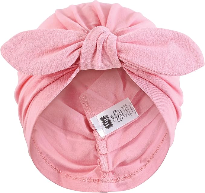 Hudson Baby Infant Girls Turban Cotton Headwraps, 0-24 Months