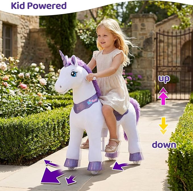 PonyCycle Ride on Unicorn Toys Rocking Horse,Essential Model E Riding Unicorn Mechanical Moving Walking Horse, Giddyup for Children 3 to 4 Years Old Spirit Horse Toys Girls Riding Toys Purple E313