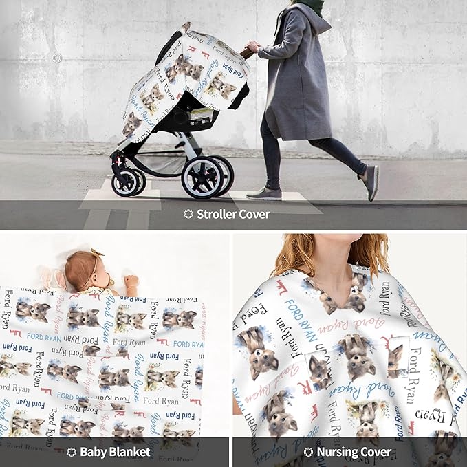 Personalized Winter Car Seat Covers for Babies with Name Wolf Minky Baby Car Seat Cover for Boys Girls Custom Infant Carseat Covers Baby Blanket Nursing Cover Breastfeeding Scarf